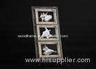 Three Openings 4x6 Tabletop Photo Frames In Antique Black Board And Antique White Frame