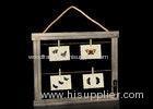 Horizontal Rectangle 16x20 Wooden Picture Frame With Clips In Distressed Dark Gray