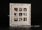 9 Openings Double Matted 4 x4 Collage Photo Frame In Distress White Finishing