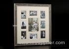 9 Openings Wooden Double Mats Collage Photo Frame In Washed Green Colors