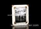 8X10 One Opening Wooden Photo Frame In Antique White With Metal Decorative Corners