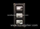 Three Openings 4x6 Floating Matted Wall Hanging Photo Frame In Antique Black Color