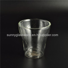 Heat resistant borosilicate doubel wall glass tumbler for beverage