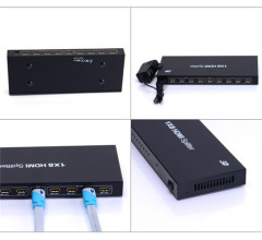 High quality black metal shell 2/4/8 port HDMI Splitter support 3D 1080P