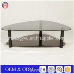 Irregular Shape Silkscreen Printing Black Enameled Tempered Glass Coffee Table Tops