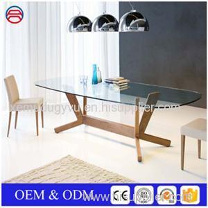 Polished Oval Tempered Clear Glass Dining Table Tops