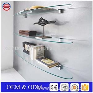 Oval Tempered Wall Glass Shelves For Office