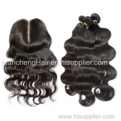 Unprocessed Virgin Remy Hair Bundles with Silk base closure China supplier