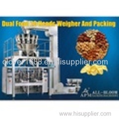 Dual food packaging machine with 20 heads weigher