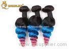 Three Tone Color 12" 14" Peruvian Loose Wave Virgin Hair For Black Women