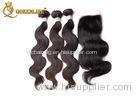 Natural Black 4x4 Brazilian Body Wave Lace Closure With Natural Hair Line