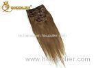 Brown #8 Clip In Hair Extension Peruvian Human Hair For Beauty Works