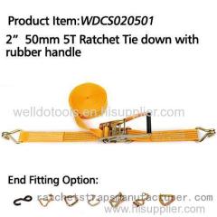 2 50mm 5T ratchet tie down with rubber handle