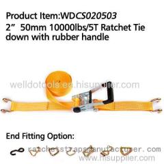 2 50mm 10000lbs/5T Ratchet Tie down with rubber handle