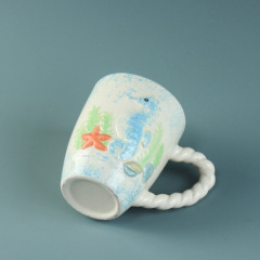 Dolomite handpainted 3D ceramic coffee mugs with animal print