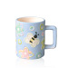 Light blue empaistic ceramic coffee cup with animal print