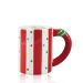 Red stripe handmade custom mugs with big handle