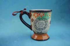 Ceramic custom coffee mugs With Fancy European Style Pattern Printed Traditional Classic Pottery Tea Cups