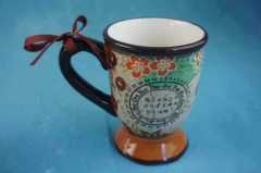 Ceramic custom coffee mugs With Fancy European Style Pattern Printed Traditional Classic Pottery Tea Cups