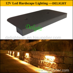 hardscape tread and riser light 12V led rail stone cap light led brick and stone hardscape lights led under step light