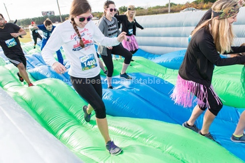 Inflatable obstacle course wave run games