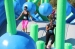 Adults Wrecking Ball in Large Inflatable Obstacle Course