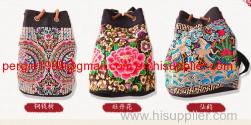 China national style Hmong embroidery double backpack bags