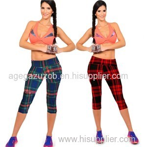 Red Black Plaid England Leggings