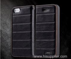 Original Retro Real Genuine Leather Case for iPhone 5c Luxury Vertical Flip Phone Accessories Cover Black
