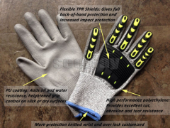 Seeway PU Palm Coating Safety Working Cut Resistant Mechanical Anti Vibration Gloves