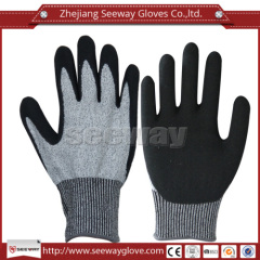 Seeway Cut resistance HDPE Sandy Nitrile Coating Work Glove EN388 Used In Construction Industry