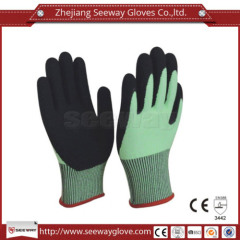 Seeway Cut resistance HDPE Sandy Nitrile Coating Work Glove EN388 Used In Construction Industry