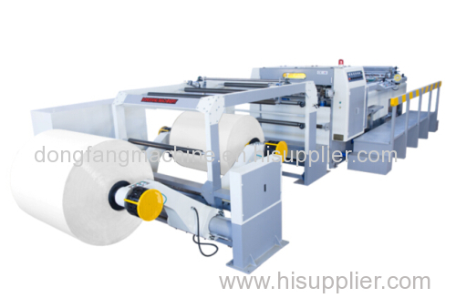 Rotary-blade sheeting machine for paper roll