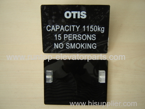 OTIS elevator parts name plate 1150KGS