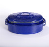 cast iron blue color 42*32*16cm dimension enamel turkey roaster pan