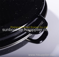 heavy enamel oval roaster pan with cover and rack