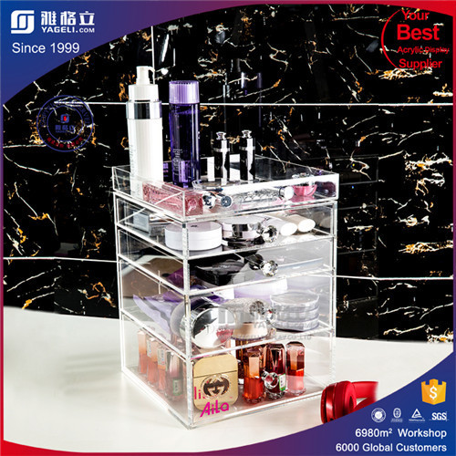 2016 Wholesale Fashion makeup acrylic organizer with drawer