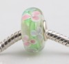 2016 new High Quality Silver plated DIY Pink Flower Murano Glass Beads Fit Original Bracelet Charms For Women Jewelry