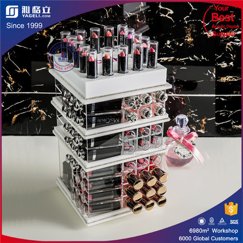 Cheap durable acrylic rotating lipstick tower