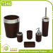 Wood And Metal Design 6 Pieces New Bath Accessory Set