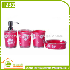 New Fashion Special Design Rose Pattern 5 Pcs Bath Accessory Set