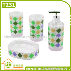 Hot Sale Fashion 4 Pieces Rhombus Pattern Bathroom Products Accessories Sets