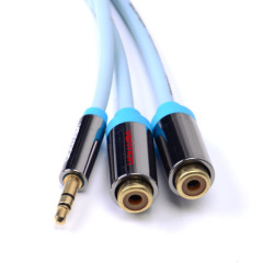 Vention Wholesale Hot Sale Gold Plated 3.5mm Stereo to 2RCA female Audio cable