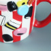 Candy ceramic Large coffee mugs with red stripe for decorative