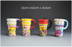 Colored drawing Large Mugs with plastic lid