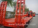 3 Axles Red Hydraulic Low Bed Semi Trailer For Machinery Excavator Bulk Cargo