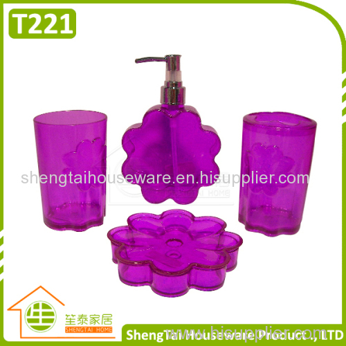 Small MQO Flower Shape New Design Popular Transparent Plastic Bathroom Set