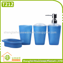 4 Pcs Cheap Plastic Bathroom Set With Lotion Dispenser Soap Dish Toothbrush Cup Tumbler