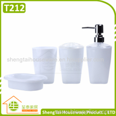 4 Pcs Cheap Plastic Bathroom Set With Lotion Dispenser Soap Dish Toothbrush Cup Tumbler