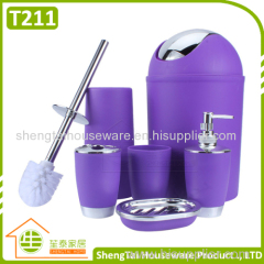 hotel cheap plastic bathroom accessories sets with swing trash bin